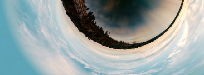 fisheye of a city and sky