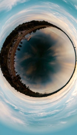 fisheye of a city and sky