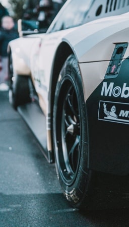 close up of a car on a race grid