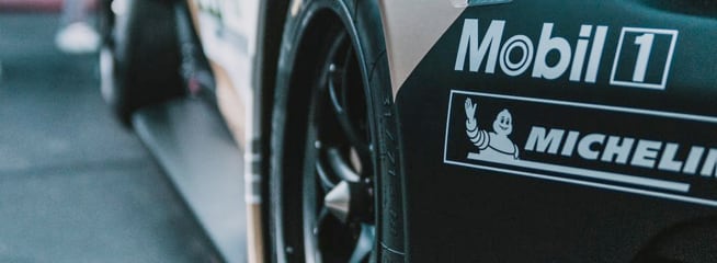 close up of a car on a race grid